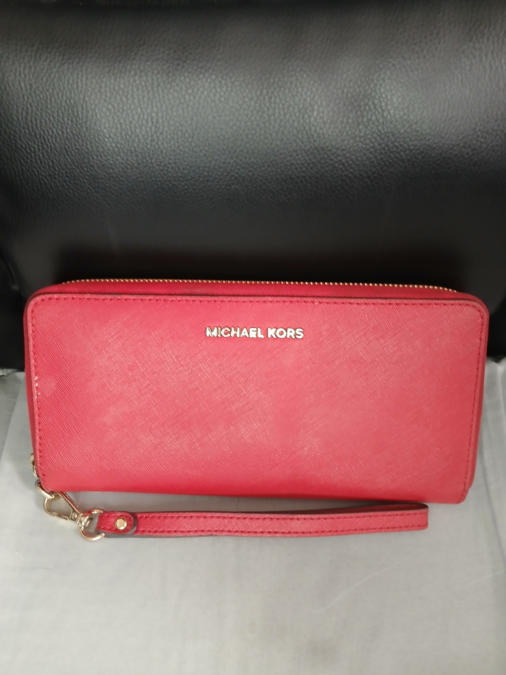 Michael Kors Red Jet Set Zip Wallet Wristlet